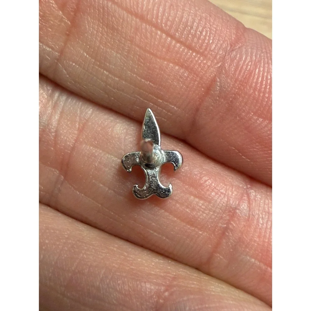 Vintage Fleur‎ De Lis Tie Tack Silver Tone Tie Pin Lapel Pin Men's Jewelry
